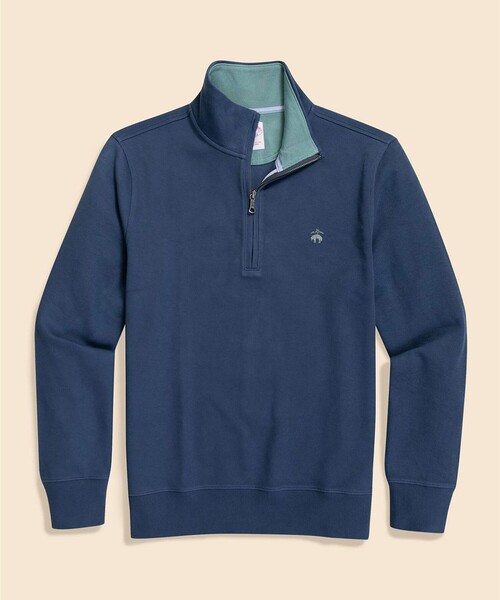 BROOKS BROTHERS(ブルックスブラザーズ)の「コットン フレンチリブ GFロゴ ハーフジップ モックネックプルオーバー(スウェット・メンズ・ネイビー/グリーン/ブルー/バーガンディー・LARGE/SMALL/X-LARGE/MEDIUM/X-SMALL)」の5枚目の写真