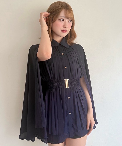 NOMAE（ノーマエ）の「ケーププリーツシャツ（シャツ/ブラウス・レディース・アイボリー/ネイビー/ブラック・FREE）」の3枚目の写真