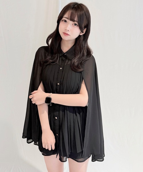 NOMAE（ノーマエ）の「ケーププリーツシャツ（シャツ/ブラウス・レディース・アイボリー/ネイビー/ブラック・FREE）」の2枚目の写真