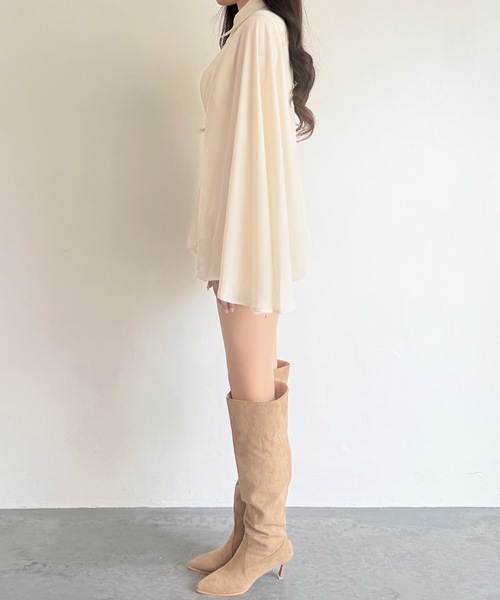 NOMAE（ノーマエ）の「ケーププリーツシャツ（シャツ/ブラウス・レディース・アイボリー/ネイビー/ブラック・FREE）」の5枚目の写真