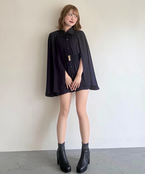 NOMAE（ノーマエ）の「ケーププリーツシャツ（シャツ/ブラウス・レディース・アイボリー/ネイビー/ブラック・FREE）」の11枚目の写真