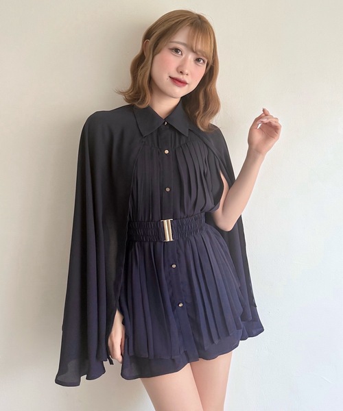 NOMAE（ノーマエ）の「ケーププリーツシャツ（シャツ/ブラウス・レディース・アイボリー/ネイビー/ブラック・FREE）」の7枚目の写真