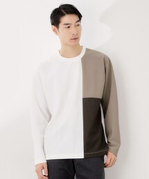 THE SHOP TK  | 【一枚で着映える】パネルブロッキング長袖Tシャツ 【洗濯機OK】(Tシャツ/カットソー)