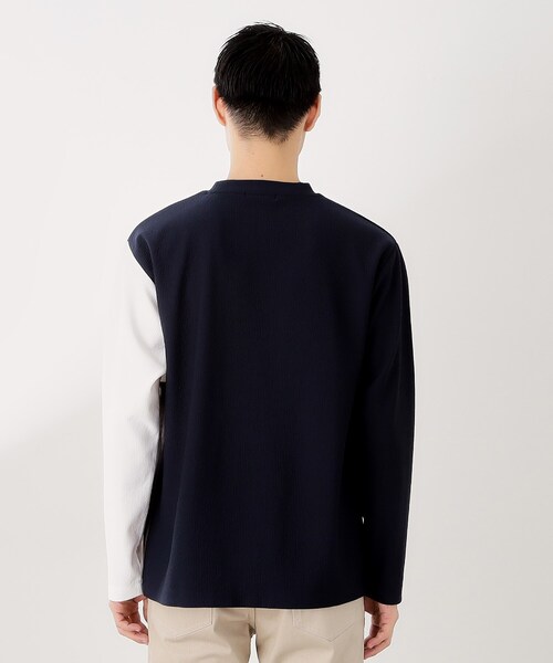 THE SHOP TK （ザ ショップ ティーケー ）の「【一枚で着映える】パネルブロッキング長袖Tシャツ 【洗濯機OK】（Tシャツ/カットソー・メンズ・ホワイト系7/ダークブラウン系4/ネイビー系4・02/03/04）」の21枚目の写真