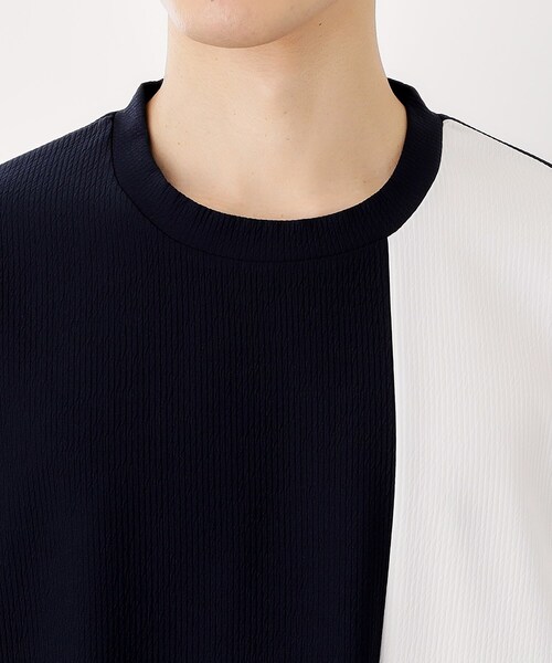 THE SHOP TK （ザ ショップ ティーケー ）の「【一枚で着映える】パネルブロッキング長袖Tシャツ 【洗濯機OK】（Tシャツ/カットソー・メンズ・ホワイト系7/ダークブラウン系4/ネイビー系4・02/03/04）」の20枚目の写真