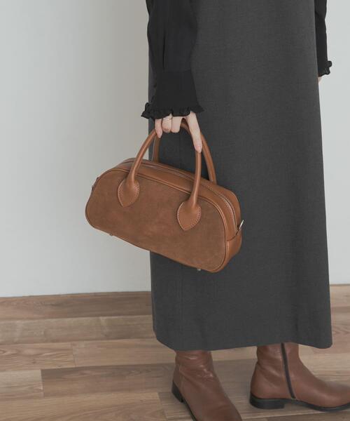 MARCO BIANCHINI（マルコビアンチーニ）の「MARCO BIANCHINI　スウェードレザーラウンドバッグ（ショルダーバッグ・レディース・ブラウン/ブラック・FREE）」の5枚目の写真