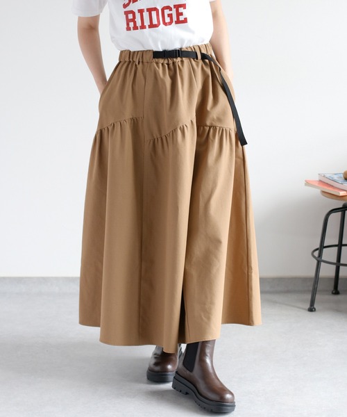 cepo（セポ）の「〈遮熱・保温 / UVカット / イージーケア〉ECOFINE ランダムギャザースカート（スカート・レディース・チャコール/キャメル・M）」の2枚目の写真