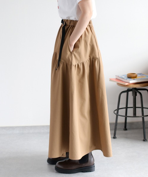 cepo（セポ）の「〈遮熱・保温 / UVカット / イージーケア〉ECOFINE ランダムギャザースカート（スカート・レディース・チャコール/キャメル・M）」の16枚目の写真