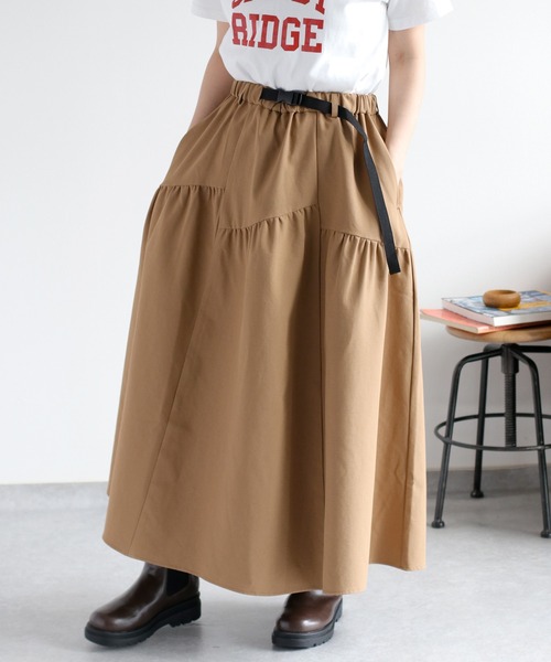 cepo（セポ）の「〈遮熱・保温 / UVカット / イージーケア〉ECOFINE ランダムギャザースカート（スカート・レディース・チャコール/キャメル・M）」の21枚目の写真