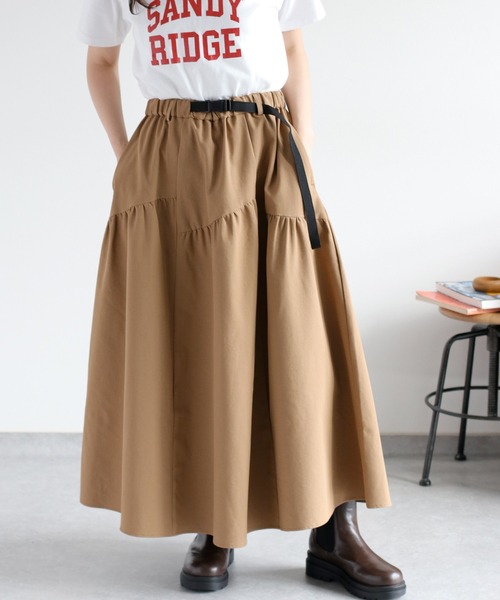 cepo（セポ）の「〈遮熱・保温 / UVカット / イージーケア〉ECOFINE ランダムギャザースカート（スカート・レディース・チャコール/キャメル・M）」の15枚目の写真