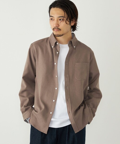 SHIPS Colors(シップス カラーズ)の「SHIPS Colors:ストレッチ ウールライク シャツ(シャツ/ブラウス・メンズ・グレー/ブラウン/ネイビー・MEDIUM/LARGE/X-LARGE)」の3枚目の写真