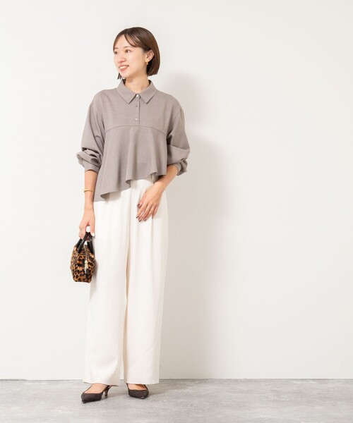 NOLLEY’S(ノーリーズ)の「【一部WEB限定色アイテム】ウォッシャブルフリルプルオーバーブラウス(シャツ/ブラウス・レディース・ネイビー/ベージュ/チャコールグレー・38)」の12枚目の写真