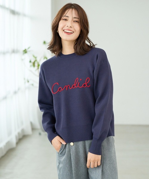 FOUND GOOD（ファウンドグッド）の「コードシシュウロゴニット（ニット/セーター・レディース・ネイビー/ベージュ/ブラック/グレー系5・S/M/L）」の4枚目の写真