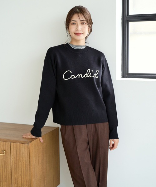 FOUND GOOD（ファウンドグッド）の「コードシシュウロゴニット（ニット/セーター・レディース・ネイビー/ベージュ/ブラック/グレー系5・S/M/L）」の2枚目の写真