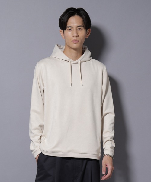 NANO universe（ナノユニバース）の「フェイクスエードフーディー 長袖（パーカー・メンズ・チャコール/ブラック/アイボリー/グレー系その他4・S/M/L/XL）」の5枚目の写真