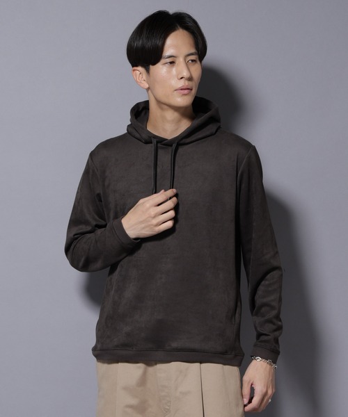 NANO universe（ナノユニバース）の「フェイクスエードフーディー 長袖（パーカー・メンズ・チャコール/ブラック/アイボリー/グレー系その他4・S/M/L/XL）」の12枚目の写真