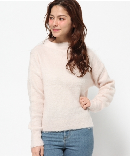 one after another NICE CLAUP（ワンアフターアナザーナイスクラップ）の「【ナイスクラップ】起毛ボトルネックニット（ニット/セーター・レディース・アイボリー/グレー/ピンク・FREE）」の3枚目の写真