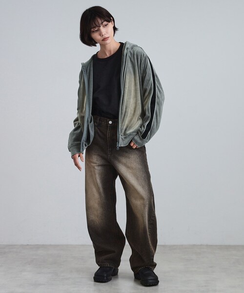 tk.TAKEO KIKUCHI（ティーケータケオキクチ）の「ヴィンテージライクベロアジップパーカー（パーカー・メンズ・ブラック/ライトグレー・02/03）」の10枚目の写真