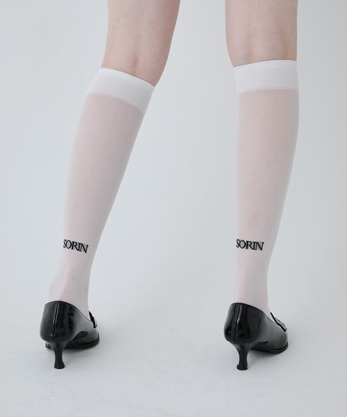 SORIN(ソリン )の「Logo Sheer High Socks/ロゴシアーハイソックス(ソックス/靴下・レディース・ブラック/ホワイト/レッド/ブラウン・F)」の1枚目の写真