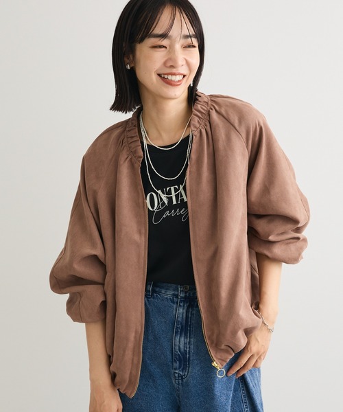 PELLICULE マットサテン ギャザーブルゾン セール】スウェードライクギャザーブルゾン（ブルゾン）｜Green Parks