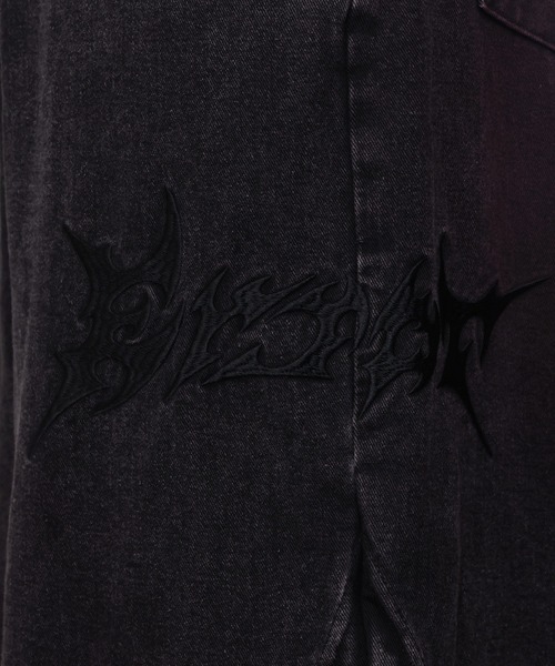 ERAR（エラー）の「【ERAR】ロゴ刺繍フリンジデザインスプレー加工ワイドフレアデニムパンツ（デニムパンツ・メンズ・レッド/ホワイト・M/XL/L/S）」の10枚目の写真