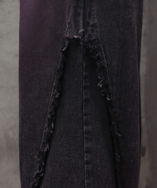 ERAR（エラー）の「【ERAR】ロゴ刺繍フリンジデザインスプレー加工ワイドフレアデニムパンツ（デニムパンツ・メンズ・レッド/ホワイト・M/XL/L/S）」の11枚目の写真