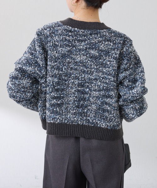 COLLAGE GALLARDAGALANTE(コラージュガリャルダガランテ)の「ツイードライクニットジャケット(カーディガン/ボレロ・レディース・ベージュ/チャコールグレー・FREE)」の6枚目の写真