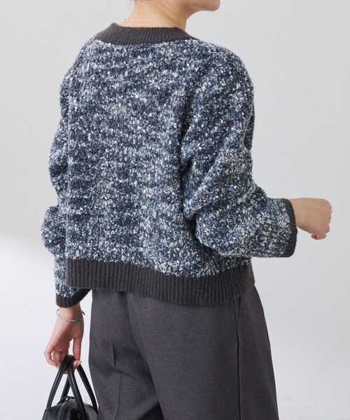 COLLAGE GALLARDAGALANTE(コラージュガリャルダガランテ)の「ツイードライクニットジャケット(カーディガン/ボレロ・レディース・ベージュ/チャコールグレー・FREE)」の7枚目の写真