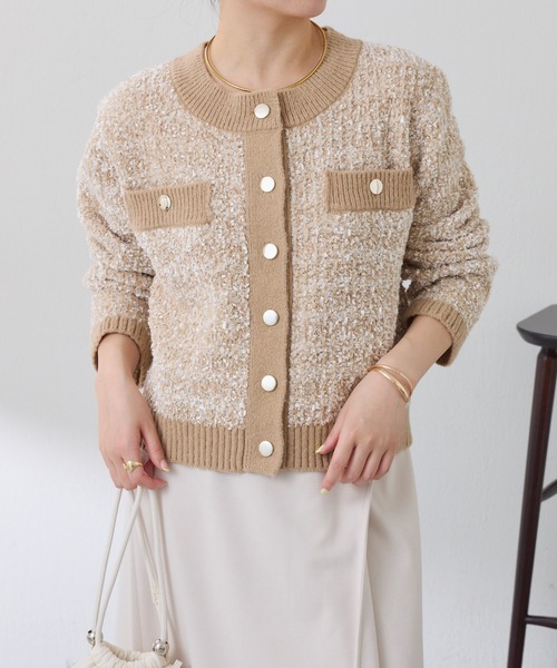 ツイードライクニットジャケット（カーディガン/ボレロ
