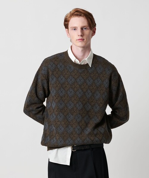 BEAUTY&YOUTH UNITED ARROWS（ビューティーアンドユースユナイテッドアローズ）の「ロンバス パターン クルーネック ニット ウォッシャブル（ニット/セーター・メンズ・ダークグレー/ライトグレー・XL/M/L/S）」の2枚目の写真