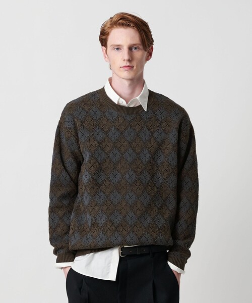 BEAUTY&YOUTH UNITED ARROWS（ビューティーアンドユースユナイテッドアローズ）の「ロンバス パターン クルーネック ニット ウォッシャブル（ニット/セーター・メンズ・ダークグレー/ライトグレー・XL/M/L/S）」の3枚目の写真