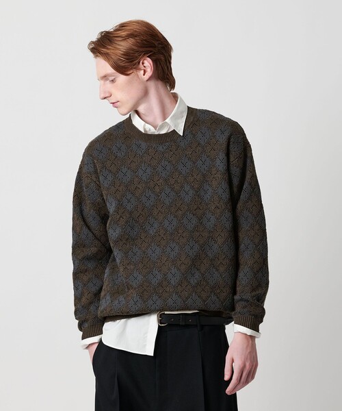 BEAUTY&YOUTH UNITED ARROWS（ビューティーアンドユースユナイテッドアローズ）の「ロンバス パターン クルーネック ニット ウォッシャブル（ニット/セーター・メンズ・ダークグレー/ライトグレー・XL/M/L/S）」の4枚目の写真