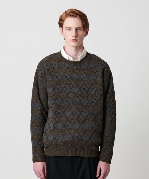 BEAUTY&YOUTH UNITED ARROWS（ビューティーアンドユースユナイテッドアローズ）の「ロンバス パターン クルーネック ニット ウォッシャブル（ニット/セーター・メンズ・ダークグレー/ライトグレー・XL/M/L/S）」の6枚目の写真