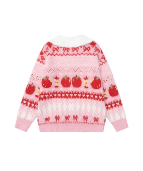 HOOK(フック)の「HOOK for girls りんご柄 ふわふわ ポロ襟ニット (AW)(ニット/セーター・レディース・ピンク/ライトブルー・MEDIUM/SMALL)」の20枚目の写真