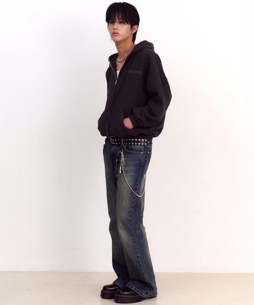 KEYMISERY(キーミザリー)の「A'GEM/9 × .kom 『KEYMISERY/キーミザリー』 STAR KEY'S VINTAGE ZIP-UP HOODIE/ヴィンテージ デザイン短丈ジップアップパーカー(パーカー・メンズ・チャコールグレー・S)」の10枚目の写真