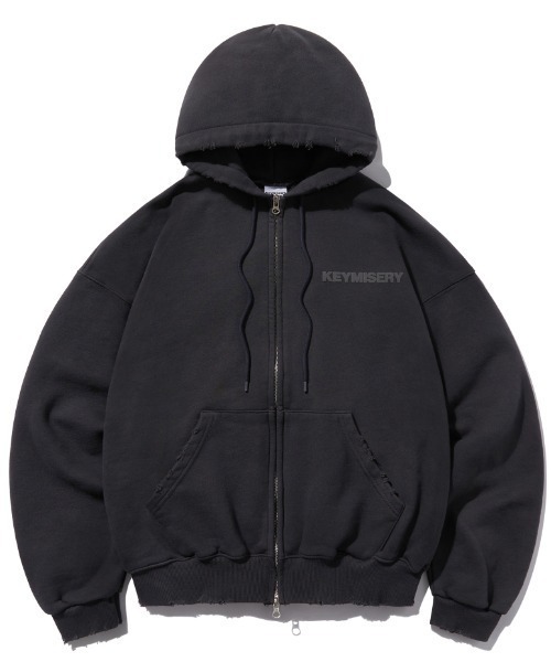 KEYMISERY(キーミザリー)の「A'GEM/9 × .kom 『KEYMISERY/キーミザリー』 STAR KEY'S VINTAGE ZIP-UP HOODIE/ヴィンテージ デザイン短丈ジップアップパーカー(パーカー・メンズ・チャコールグレー・S)」の12枚目の写真