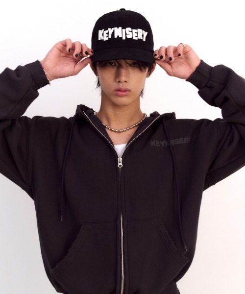 KEYMISERY(キーミザリー)の「A'GEM/9 × .kom 『KEYMISERY/キーミザリー』 STAR KEY'S VINTAGE ZIP-UP HOODIE/ヴィンテージ デザイン短丈ジップアップパーカー(パーカー・メンズ・チャコールグレー・S)」の8枚目の写真