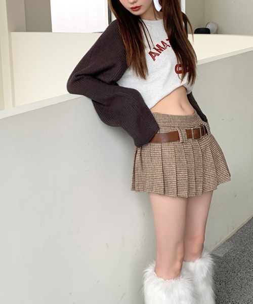 CEST NOUS （セヌー）ミニスカート 中国ブランド ベルト付き y2k ベルトカーゴデニムミニスカート | VOLCAN&APHRODITE