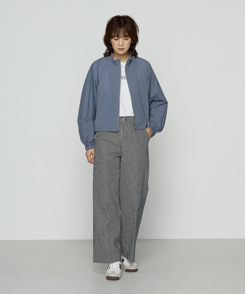 COMME CA Wardrobe(コムサワードローブ)の「〔 +サイズ 〕ヒッコリーストライプ パンツ(スラックス・レディース・ネイビー/キナリ・13号)」の5枚目の写真