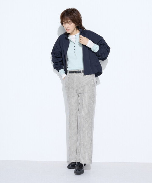 COMME CA Wardrobe(コムサワードローブ)の「〔 +サイズ 〕ヒッコリーストライプ パンツ(スラックス・レディース・ネイビー/キナリ・13号)」の16枚目の写真
