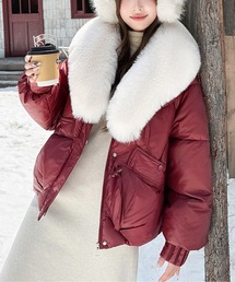 ジャケット/アウター（レッド/赤色系・フェイクファー）ファッション