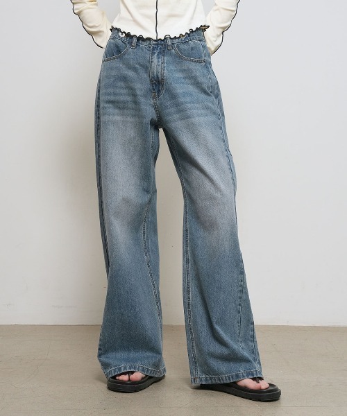 セール】【GENERAL IDEA】スナップワイドデニムパンツ / SNAP DETAIL