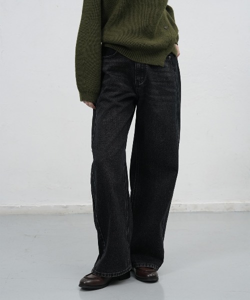 GENERAL IDEA（ジェネラルアイデア）の「【GENERAL IDEA】スナップワイドデニムパンツ / SNAP DETAIL WIDE DENIM PANTS（デニムパンツ・レディース・ブラック/ネイビー・L/M/S）」の17枚目の写真