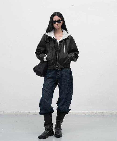 GENERAL IDEA（ジェネラルアイデア）の「【GENERAL IDEA】スナップワイドデニムパンツ / SNAP DETAIL WIDE DENIM PANTS（デニムパンツ・レディース・ブラック/ネイビー・L/M/S）」の13枚目の写真