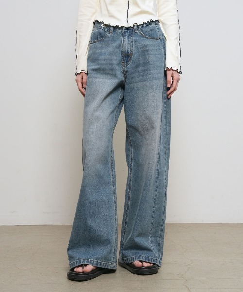GENERAL IDEA（ジェネラルアイデア）の「【GENERAL IDEA】スナップワイドデニムパンツ / SNAP DETAIL WIDE DENIM PANTS（デニムパンツ・レディース・ブラック/ネイビー・L/M/S）」の21枚目の写真