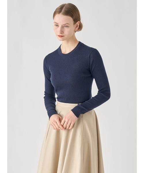 JOHN SMEDLEY(ジョンスメドレー)の「クルーネック リブ長袖プルオーバー(ニット/セーター・レディース・グレー系その他/ブラック/レッド系その他/ホワイト/ダークネイビー・S/XS)」の1枚目の写真