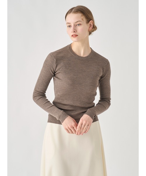 JOHN SMEDLEY(ジョンスメドレー)の「クルーネック リブ長袖プルオーバー(ニット/セーター・レディース・グレー系その他/ブラック/レッド系その他/ホワイト/ダークネイビー・S/XS)」の7枚目の写真
