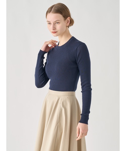 JOHN SMEDLEY(ジョンスメドレー)の「クルーネック リブ長袖プルオーバー(ニット/セーター・レディース・グレー系その他/ブラック/レッド系その他/ホワイト/ダークネイビー・S/XS)」の18枚目の写真