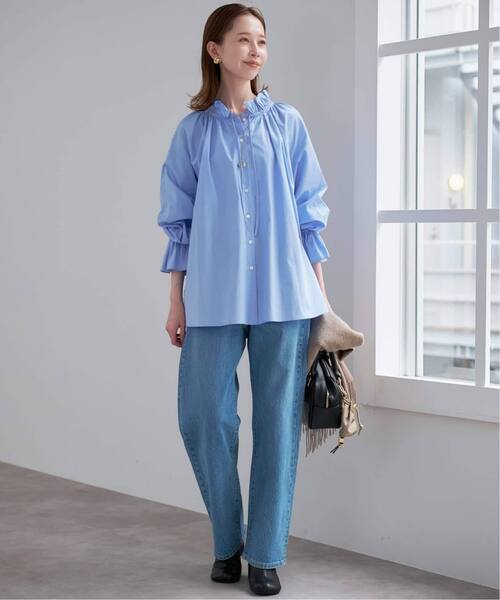 SLOBE IENA（スローブイエナ）の「《WEB限定/追加2》タイプライターフリルカラーブラウス（シャツ/ブラウス・レディース・サックスブルー・FREE）」の15枚目の写真