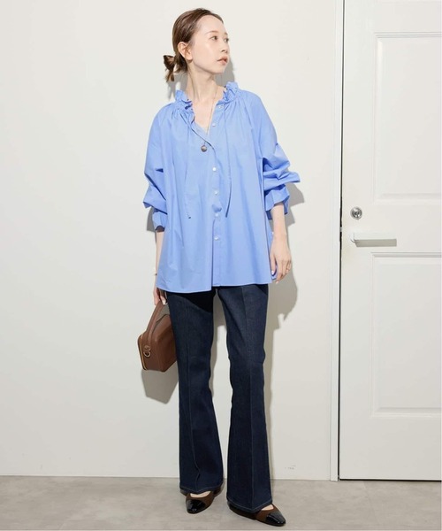 SLOBE IENA（スローブイエナ）の「《WEB限定/追加2》タイプライターフリルカラーブラウス（シャツ/ブラウス・レディース・サックスブルー・FREE）」の18枚目の写真